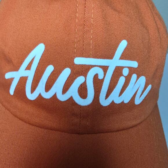 Austin Orange Hat by Frankie Jean. Austin, TX made. Rare. Unique. Stylish Texans - Picture 3 of 11